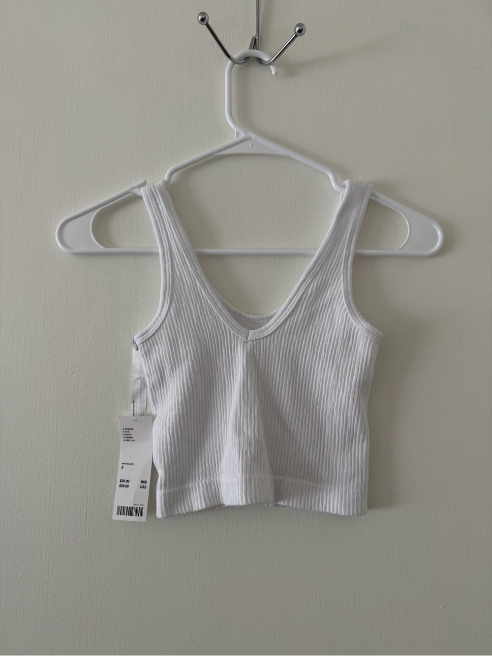 Urban Outfitters White Ribbed V-Neck Tank Top - White